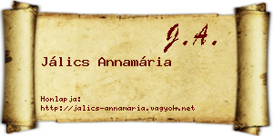 Jálics Annamária névjegykártya